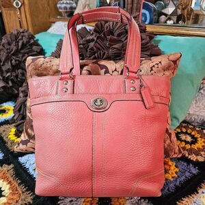 2009 Coach Y2K Hamptons Shoulder Bag in Thick Salmon Pink Pebbled Leather